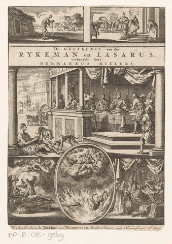 Rich man and Lazarus, Jan Luyken, 1697 Canvas Print