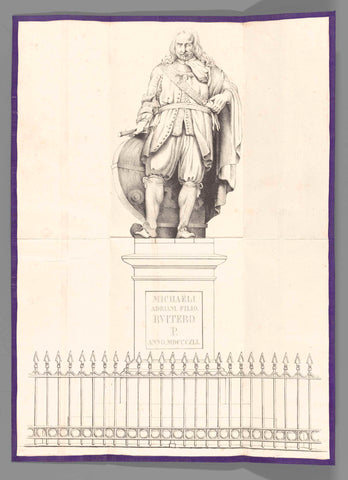 Statue of Michiel de Ruyter in Vlissingen, unveiled 25 August 1841, anonymous, 1841 - 1851 Canvas Print