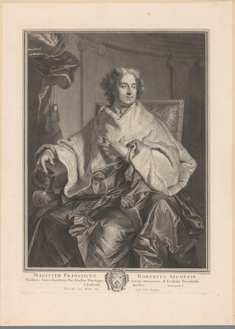 Portrait of François Robert Secousse at the age of 50, Jean Audran, 1710 Canvas Print