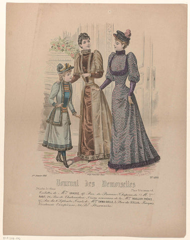 Journal des Demoiselles, 1 January 1892, No. 4866 : Toilettes de Mme Gradoz (...), A. Portier, 1892 Canvas Print