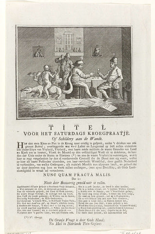 Cartoon on the magazine Saturdags Kroegpraatje, 1786, anonymous, 1786 Canvas Print