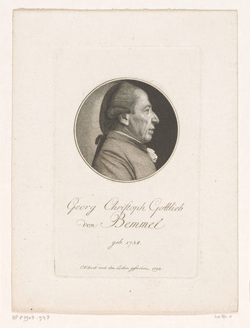 Portret van Georg Christoph Gottlieb I von Bemmel, Christoph Wilhelm Bock, 1792 Canvas Print