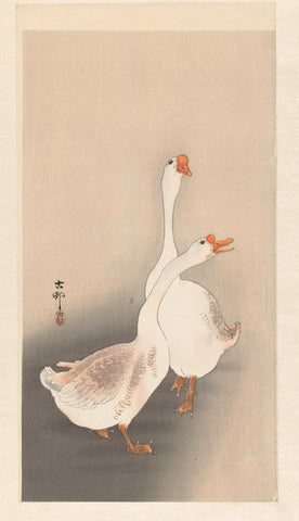 Two geese, Ohara Koson, 1900 - 1930 Canvas Print