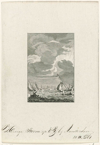 Storm op het IJ, 1788, Reinier Vinkeles (I), 1788 - 1795 Canvas Print