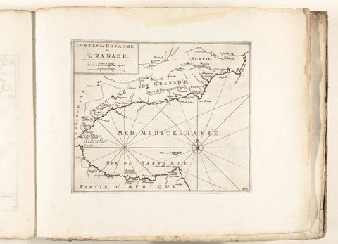 Map of the Spanish south coast near Gibraltar, c. 1702, anonymous, 1702 - 1703 Canvas Print