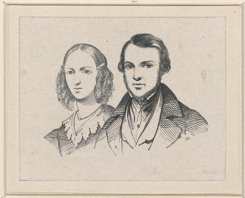 Double portrait of Jean Baptiste van Eijcken and Julie Anne Marie Noël van Eijcken, anonymous, 1841 - 1842 Canvas Print