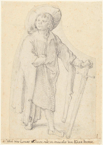 Standing boy with sword, Lucas van Leyden, 1508 - 1512 Canvas Print