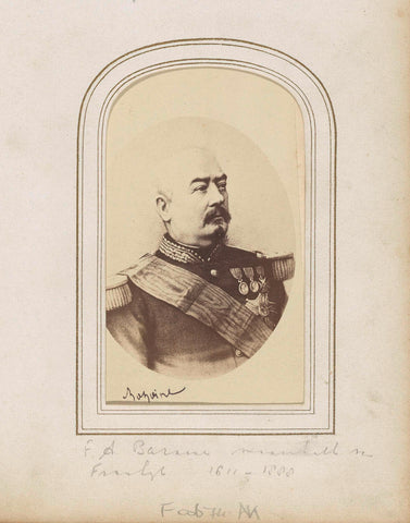 Photo reproduction of (presumably) a drawn portrait of François Achille Bazaine, French marshal and general, anonymous, c. 1860 - c. 1880 Canvas Print