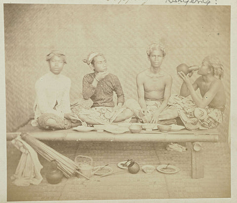 Four Javanese men, Woodbury & Page, 1863 - 1869 Canvas Print