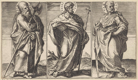 Simon, Philippus en Judas Taddeüs, Agostino Carracci, 1583 Canvas Print