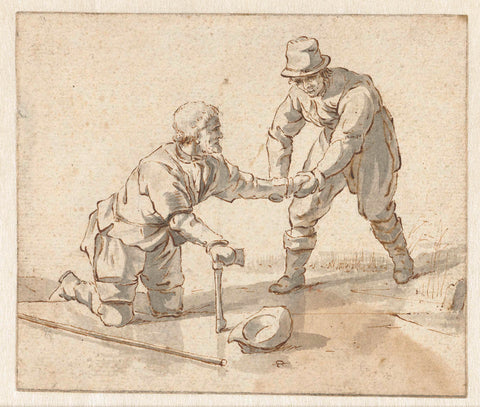 Two men on the ice, Jacob Cats (1741-1799), 1751 - 1799 Canvas Print