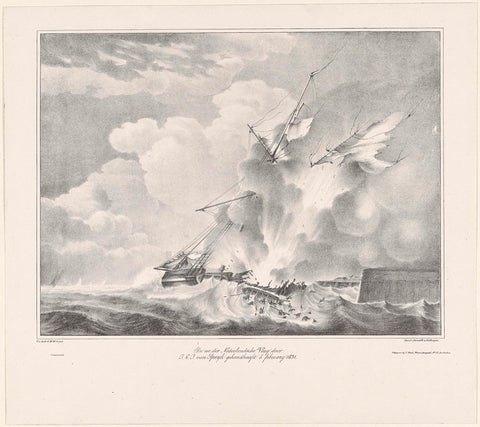 Jumping the gunboat of Jan van Speijk, 1831, Pieter le Comte, 1831 Canvas Print