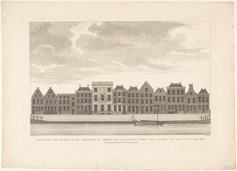 Image of the houses on the Rapenburg in Leijden, as they were before the disaster of 12 January 1807. from the Koepoort to the St. Jakobs canal, Daniël Vrijdag, 1807 Canvas Print