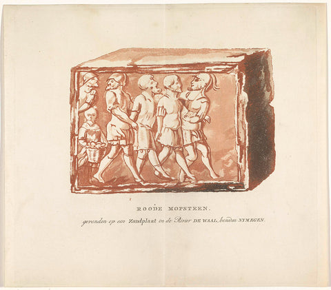 Red tile with image of capture of Batavians by Romans, found in the Waal below Nijmegen, anonymous, 1800 - 1805 Canvas Print