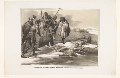 The body of Charles the Bold found frozen in the mud, 1477, anonymous, 1853 - 1855 Canvas Print