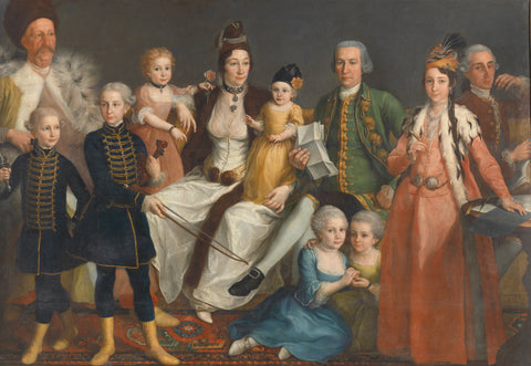 David George van Lennep (1712-97), Senior Merchant of the Dutch Factory at Smyrna, and his Wife and Children, Antoine de Favray (attributed to), 1769 - 1771 Canvas Print