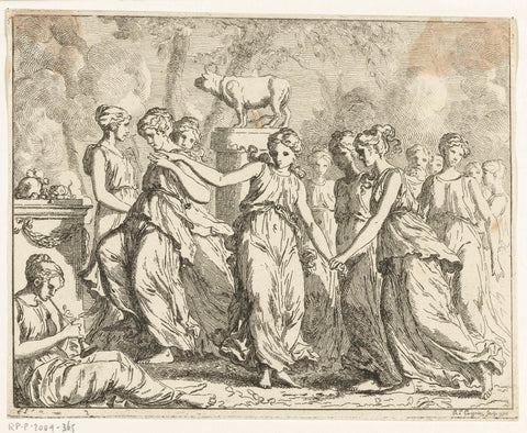 Dance around a statue, Philippe Louis Parizeau, 1770 Canvas Print