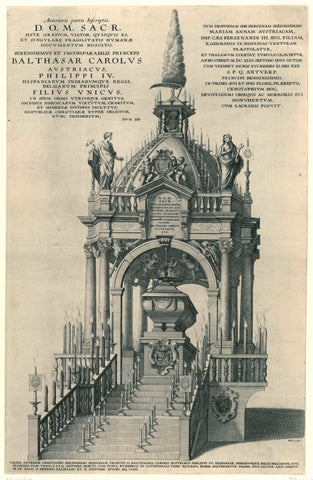 Katafalk van de Infante Balthasar in Antwerp (front view), 1647, Wenceslaus Hollar, 1647 Canvas Print