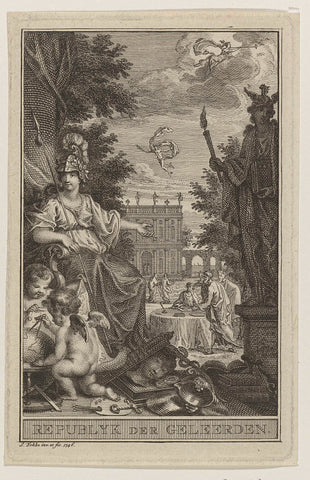 Minerva as patroness of science and arts, Simon Fokke, 1746 Canvas Print