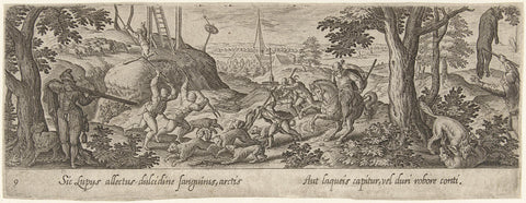 Wolf Hunt, Philips Galle (attributed to workshop of), 1582 - 1633 Canvas Print