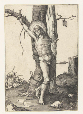 Saint Sebastian, Luke of Leyden, 1508 - 1512 Canvas Print