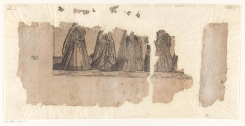 Fragment of print of ten women, dressed according to Italian fashion, Abraham de Bruyn, 1581 - 1596 Canvas Print