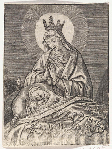 Maria en het slapende Christuskind, Hieronymus Wierix, 1563 - 1669 Canvas Print