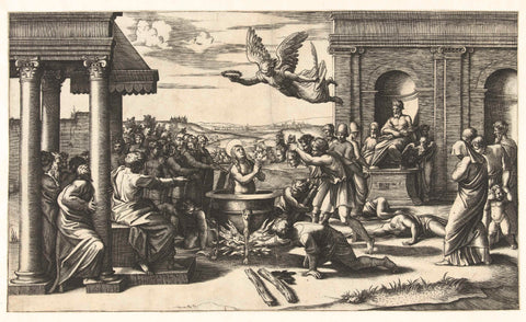 Martyrdom of saint Cecilia, Marcantonio Raimondi, 1520 - 1525 Canvas Print