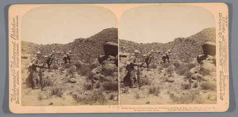 View of a rock hill with four British soldiers in the foreground, 4 June 1900, anonymous, 1901 Canvas Print