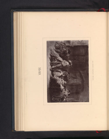 Photo reproduction of a drawing, depicting a company around a table in an interior, anonymous, c. 1868 - in or before 1873 Canvas Print