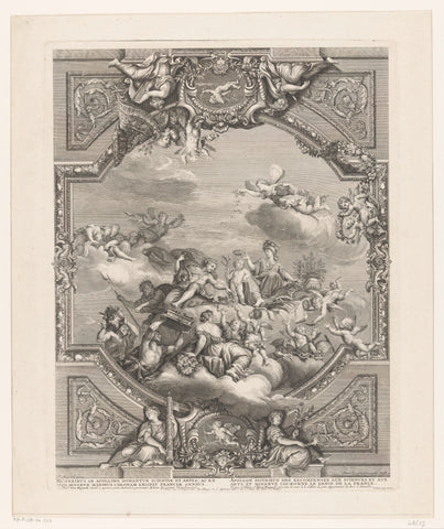 Ceiling painting at Versailles: Apollo hands out rewards to Arts and Sciences, Minerva crowns the genius of France, Simon Henri Thomassin, 1711 Canvas Print