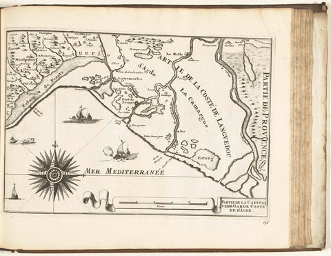 Map of the French south coast near Montpellier, 1726, anonymous, 1726 Canvas Print