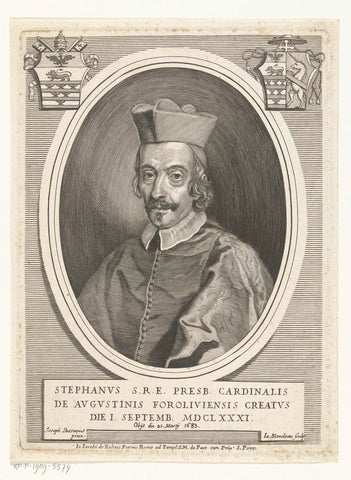 Portret van kardinaal Stefano Agostini, Jacques Blondeau, 1683 - 1698 Canvas Print