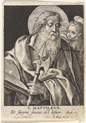 Evangelist Matthew, Antonie Wierix (II), 1676 - 1719 Canvas Print