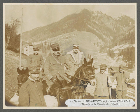 Doctors A. Desjardins and Cervelli and men in the Dolomites, Henri de Rothschild (attributed to), 1916 Canvas Print