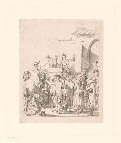 Hondendresseerders vertonen hun kunsten, Jean Duplessis-Bertaux (attributed to), 1785 - 1818 Canvas Print