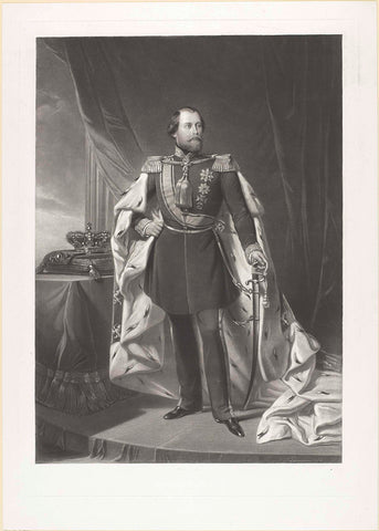 Portret van Willem III, koning der Nederlanden, Johann Wilhelm Kaiser (I), 1856 Canvas Print