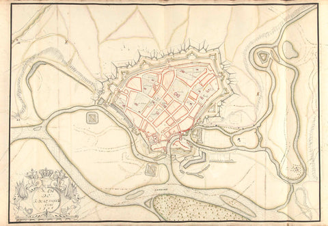 Map of Roermond, 1705, Samuel Du Ry de Champdoré, 1705 Canvas Print