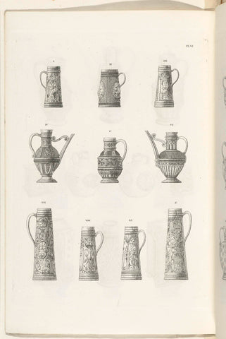 Jugs of stoneware, plate XI, Charles Onghena, 1827 - 1829 Canvas Print