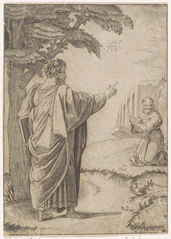 H. Paulus and a Franciscan monk, Agostino Veneziano, 1517 Canvas Print