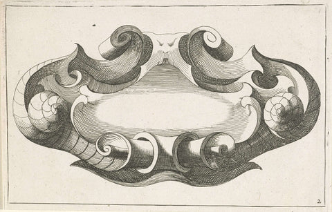 Horizontal cartouche with snail shells, Lucas Kilian, 1657 - 1685 Canvas Print