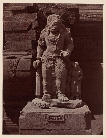 Candi Panataran (Temple Complex), Main Temple; dated dvarapala (with female attendant) guarding the left staircase, Panataran, Blitar district, East Java province, 1323-1347 AD, Indonesia, Isidore Kinsbergen, 1867 Canvas Print