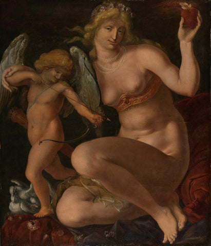 Venus and Amor, Jacob de Gheyn (II), 1605 - 1610 Canvas Print