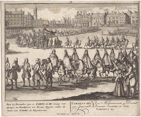 Procession after the coronation of Emperor Charles VI, Pieter Schenk (II) (possibly), 1720 - 1727 Canvas Print