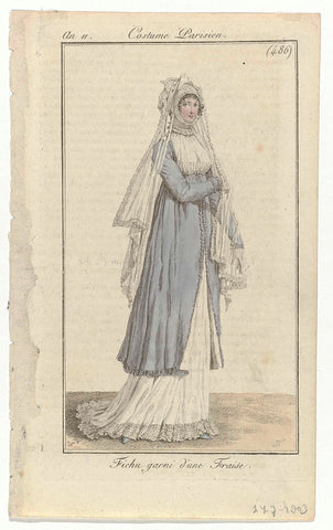 Journal des Dames et des Modes, Costume Parisien, 24 July 1803, Year 11, (486): Fichu garni d'une Fraise, Pierre Charles Baquoy, 1803 Canvas Print