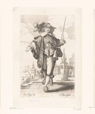 French nobleman with raised karwats, dressed according to the fashion of ca. 1630, Abraham Bosse, 1629 Canvas Print