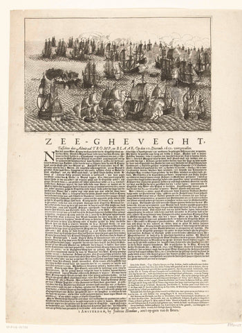 Zeeslag bij Dungeness tussen de Staatse vloot onder Tromp en de Engelse vloot onder Blake, 1652, anonymous, 1652 Canvas Print