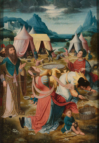 Gathering of Manna (inner, right wing of a triptych), anonymous, c. 1510 - c. 1520 Canvas Print