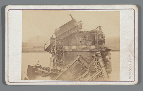 German locomotive on the bridge at Le Theux, shot during the Franco-German war of 1870-71, Louis Eugène Vassogne, 1870 Canvas Print