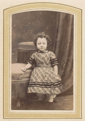 Portrait of a little girl in a plaid dress, R. Becher, 1863 - c. 1880 Canvas Print